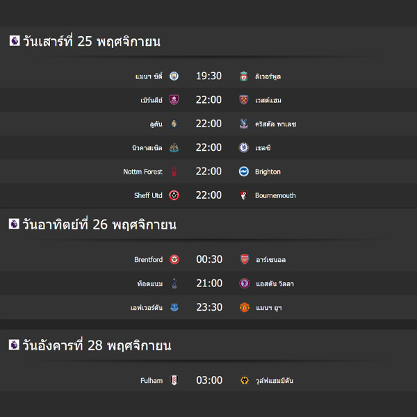 โปรแกรมถ่ายทอดสดฟุตบอลวันนี้ -"Today's football broadcast program"