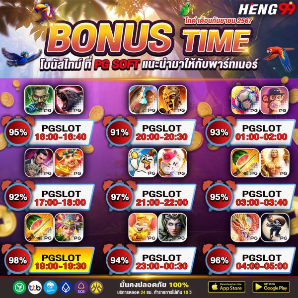 โบนัสทาม pg สล็อต-"pg slots time bonus"