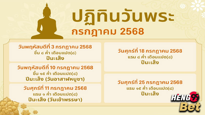 รูปภาพปฎิทินวันพระเดือนกรกฎาคมของ heng99